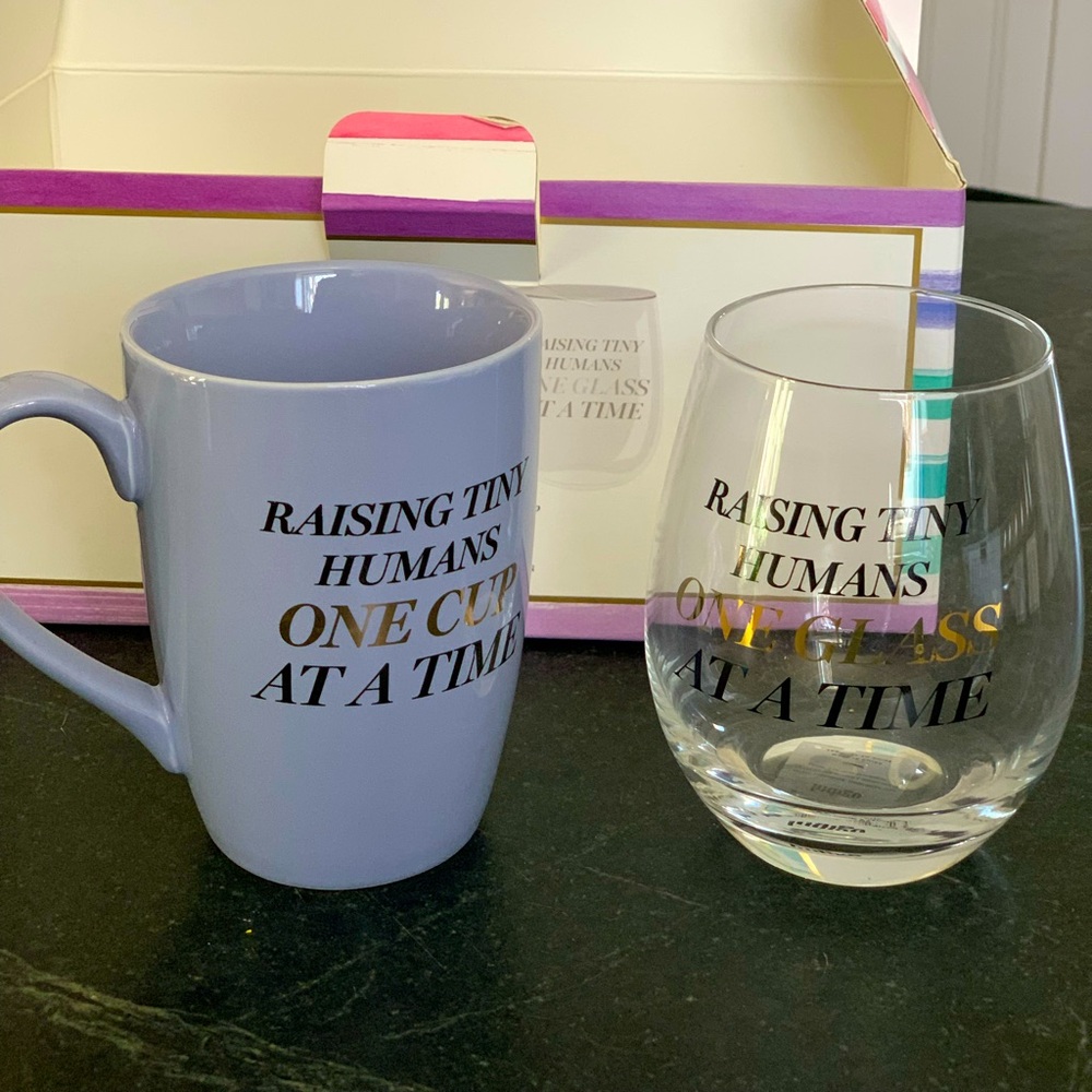 INDIGO | NIB Gift Giving Set for New Parents | Mug & Wineglass